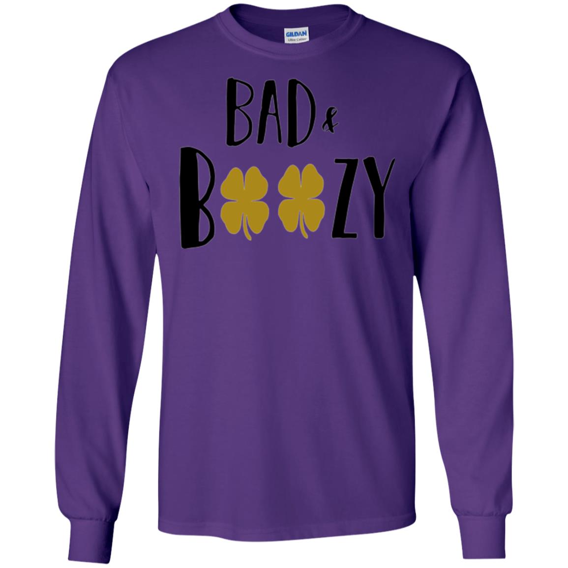 Bad And Boozy Funny Saint Patrick Day Drinking T-shirt Purple