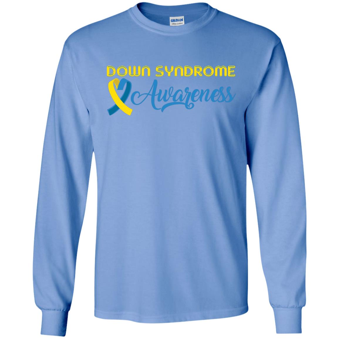 Yellow And Blue Ribbons Down Syndrome Awareness T-shirt Carolina Blue