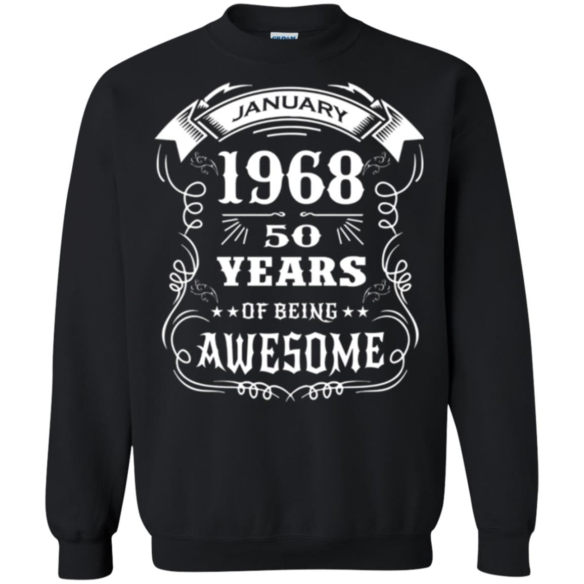 50th Birthday T-shirt Born In January 1968 Black