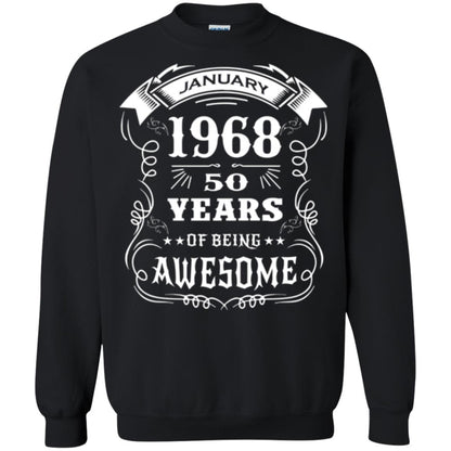 50th Birthday T-shirt Born In January 1968 Black
