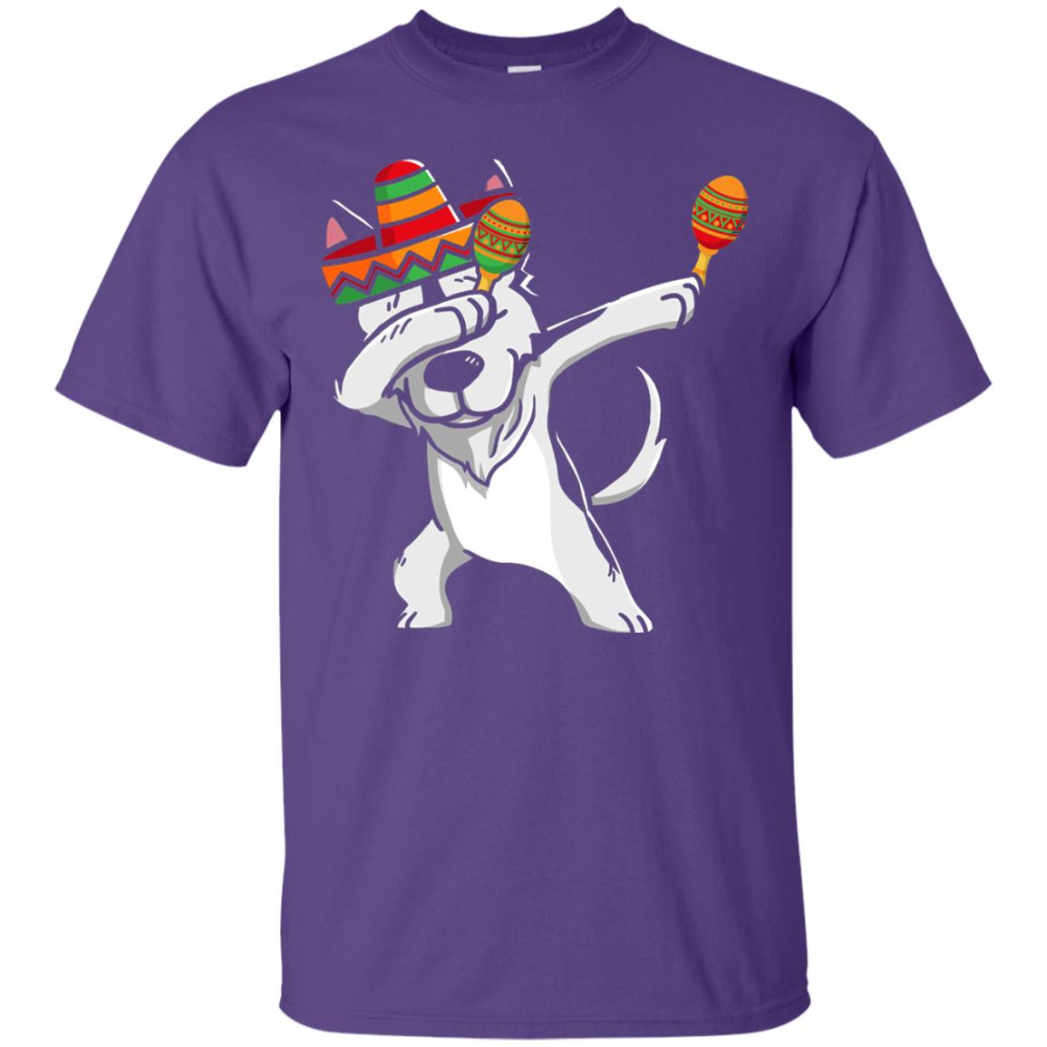 Dabbing Husky Funny Cinco De Mayo T-shirt Purple