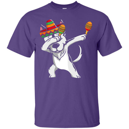 Dabbing Husky Funny Cinco De Mayo T-shirt Purple