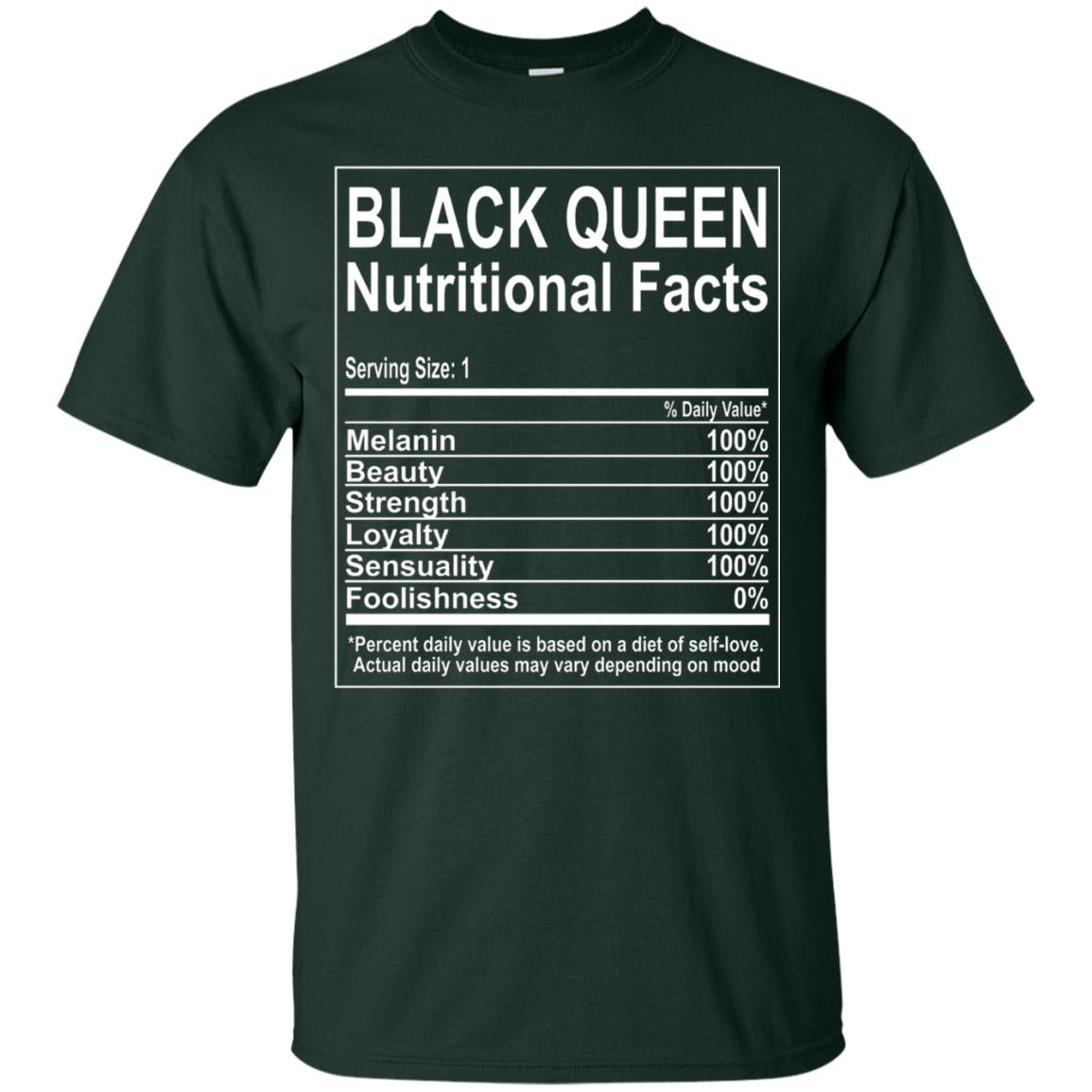 Black Queen Nutritional Facts T-shirt Self Love Forest