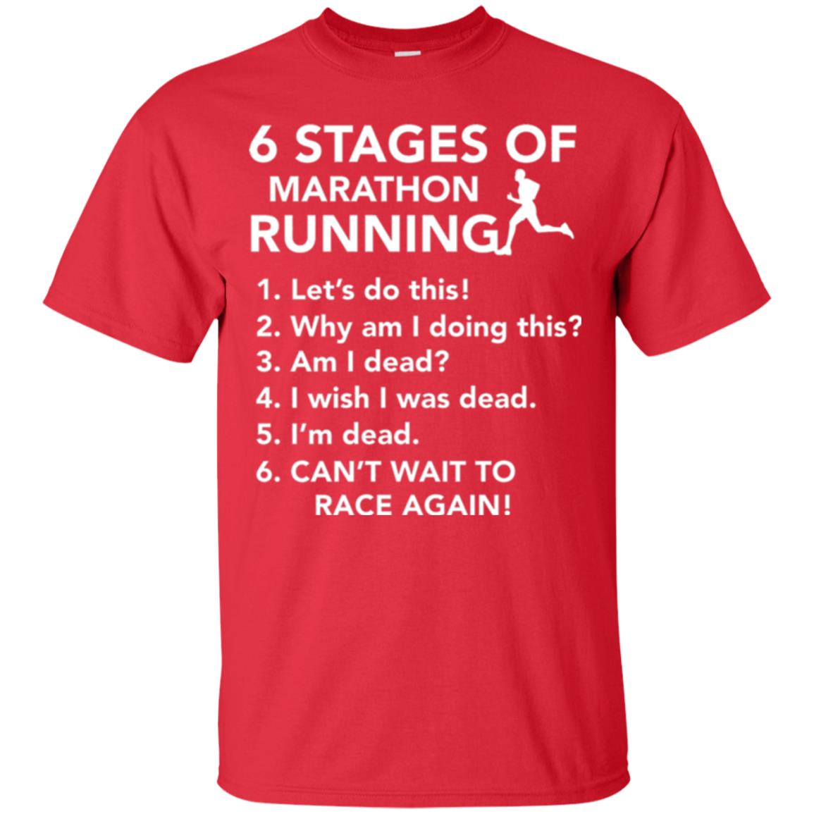Runner T-shirt 6 Stages Of Marathon Running Red