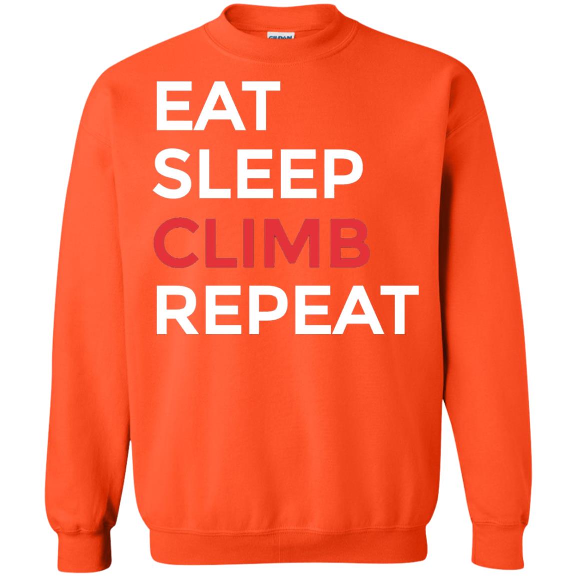 Eat Sleep Climb Repeat Mountain Climber Rock Climbing Shirt Orange