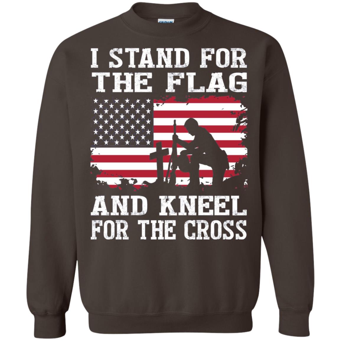 I Stand For The Flag And Kneel For The Cross Military T-shirt Dark Chocolate