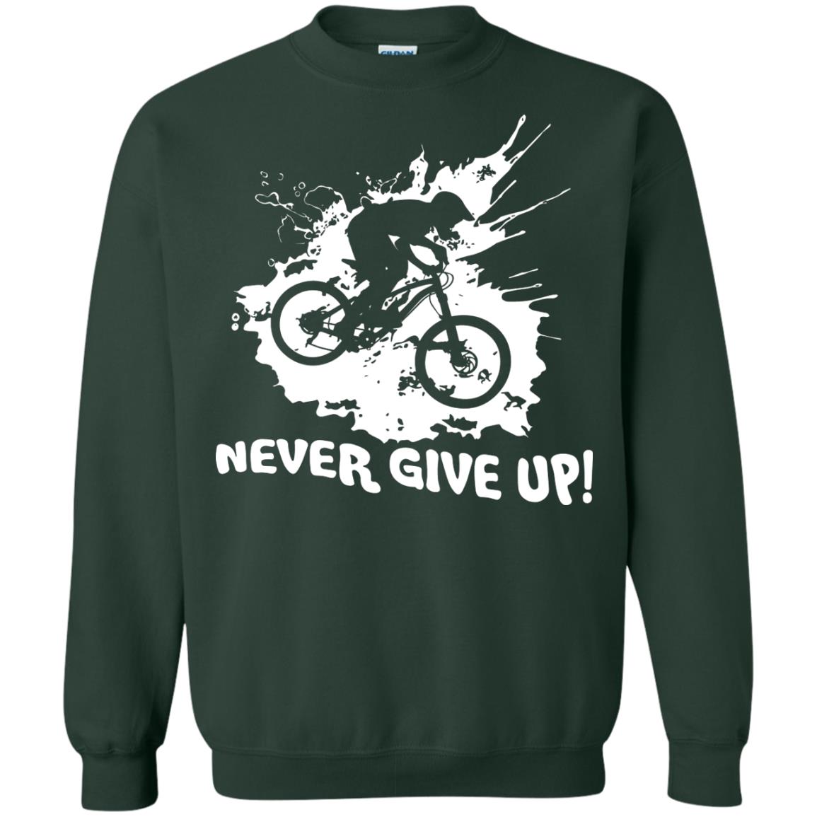 Biker T-shirt Never Give Up Forest Green