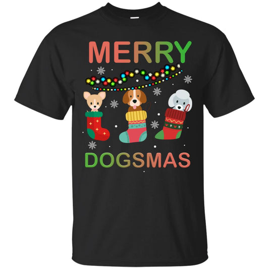 Merry Dogsmas X-mas Gift Shirt For Dogs Lovers Black