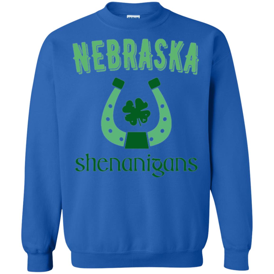 Nebraska Shenanigans Horseshoe Clover St Patrick_s Day T-shirt Royal