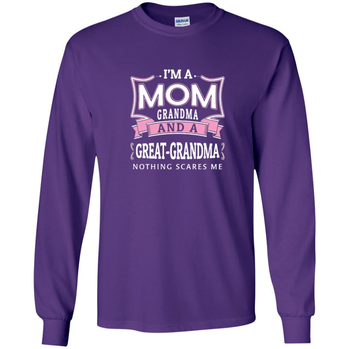 Nana T-shirt Nothing Scares Me I'm Mom Grandma Purple