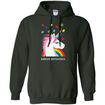 Autism Awareness Shirt Unicorn Puzzle Embrace Differences Forest Green