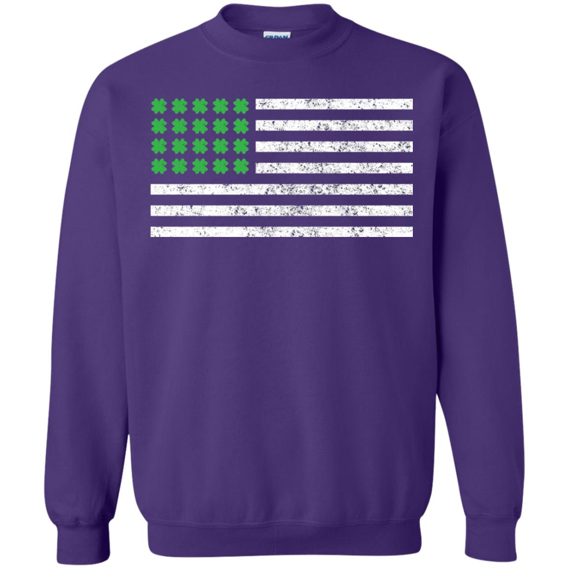 Usa Flag With Irish Shamrock St Patricks Day T-shirt Purple