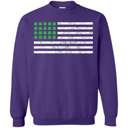 Usa Flag With Irish Shamrock St Patricks Day T-shirt Purple