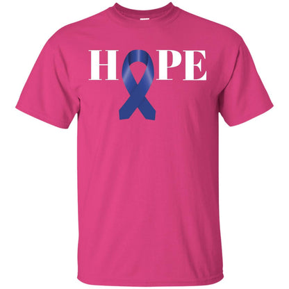 Hope Blue Ribbon Cancer Awareness Colon Cancer T-shirt Heliconia