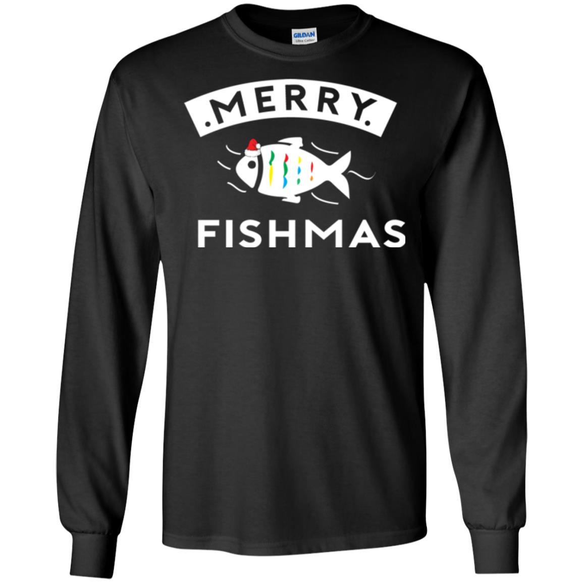 Merry Christmas Fisherman T-shirt Merry Fishmas Black