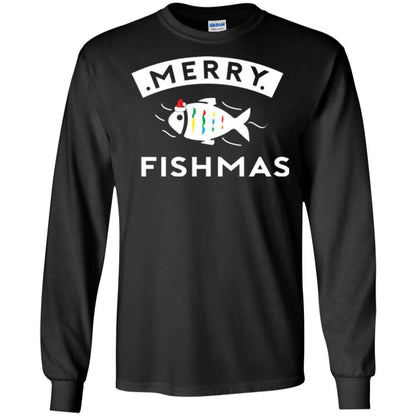 Merry Christmas Fisherman T-shirt Merry Fishmas Black