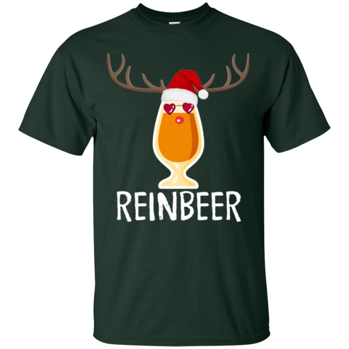 Beer Lover T-shirt Reinbeer Mery Christmas Forest Green