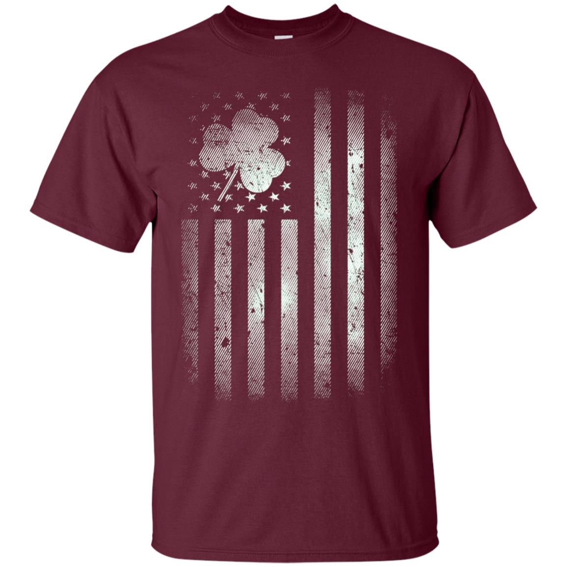 Vintage Irish American Shamrock Flag St Patricks Day T-shirt Maroon