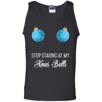 Christmas T-shirt Stop Staring At My Xmas Balls Black