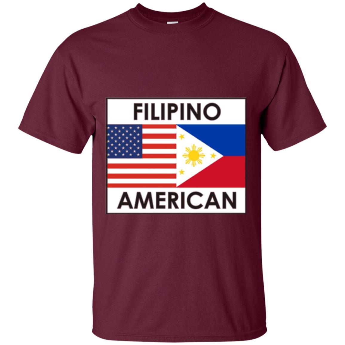Filipino American T-shirt Philippines Usa Flags Maroon