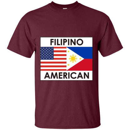 Filipino American T-shirt Philippines Usa Flags Maroon