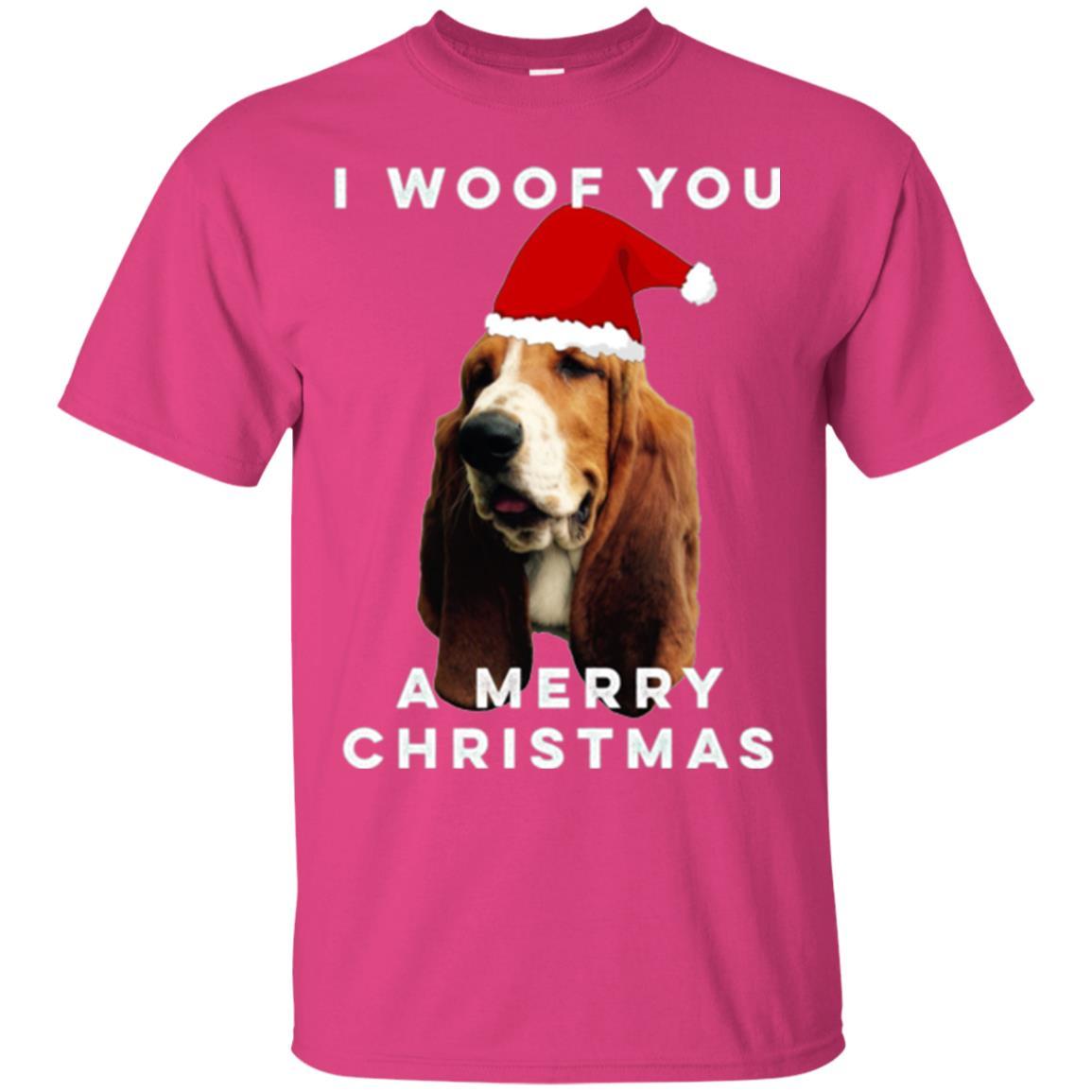 Basset Hound T-shirt I Woof You A Merry Christmas Heliconia