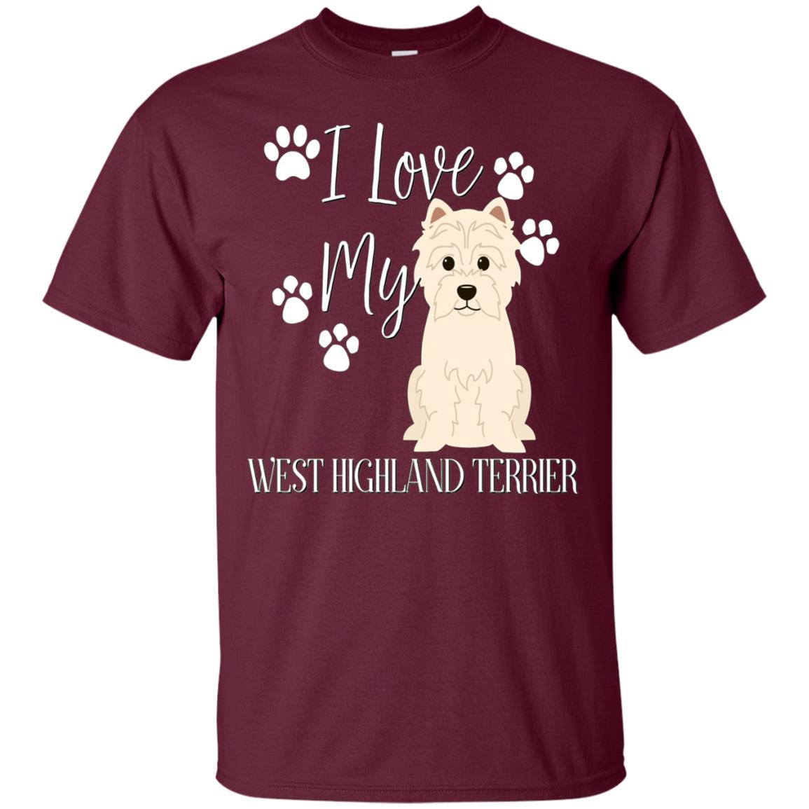 Westie West Highland Terrier Dog Shirt Maroon