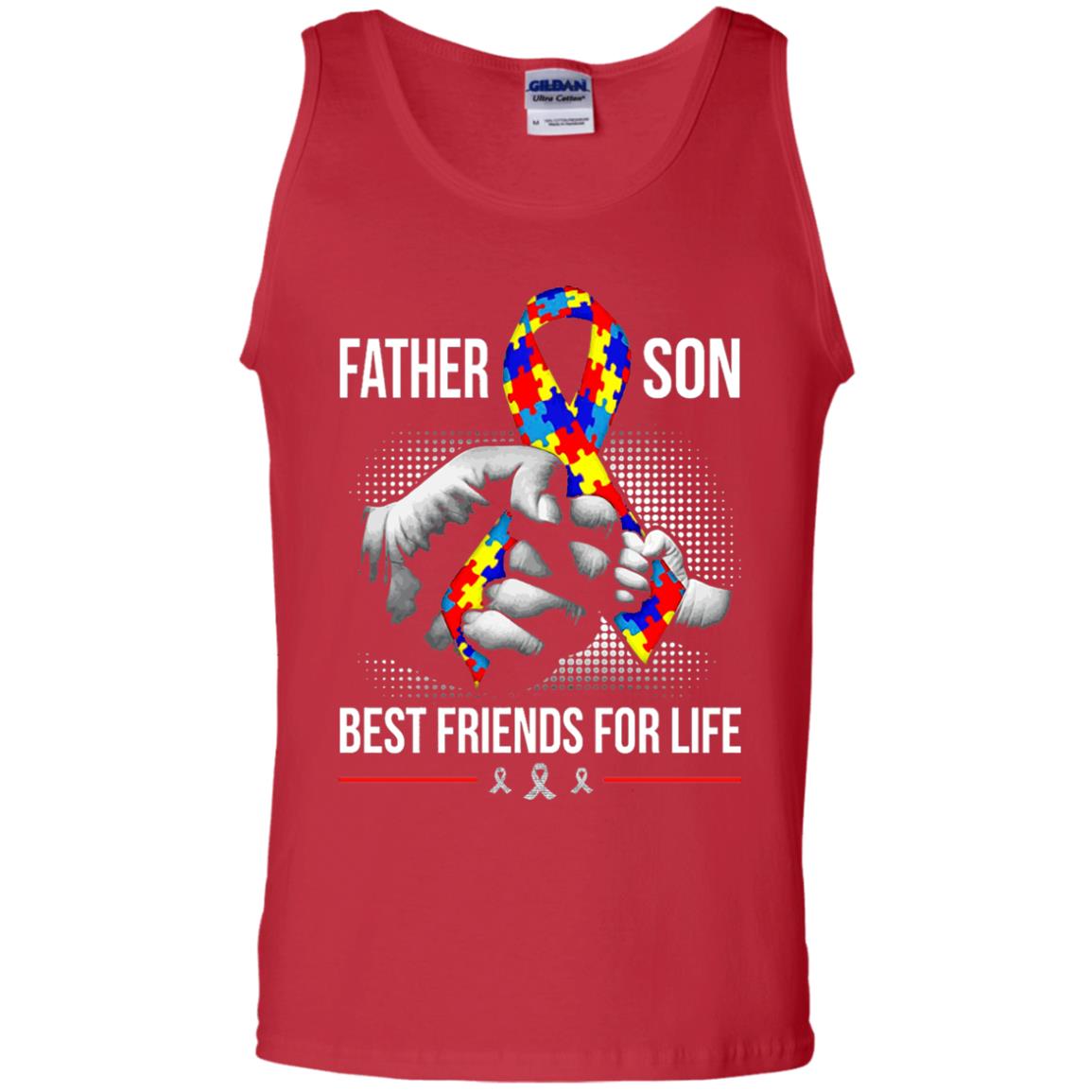Father And Son Best Friends For Life Autism Awareness T-shirt Red