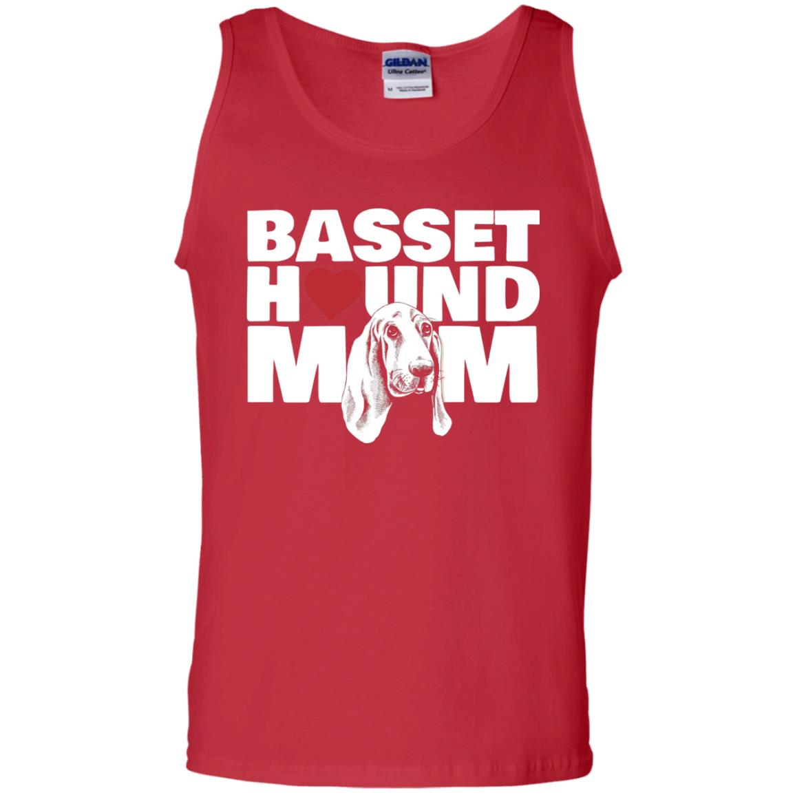 Basset Hound Mom Heart T-shirt Red