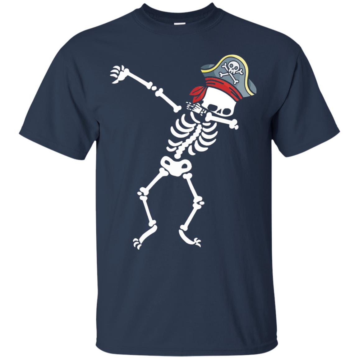 Dabbing Skeleton With Pirates Hat T-shirt Navy