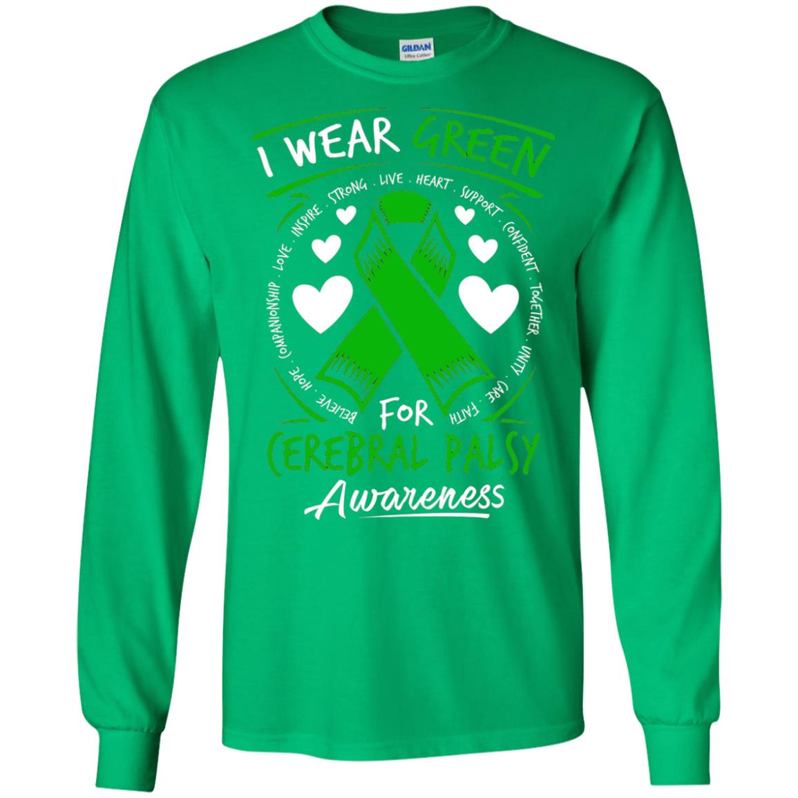 Cerebral Palsy Awareness T-shirt I Wear Green Irish Green