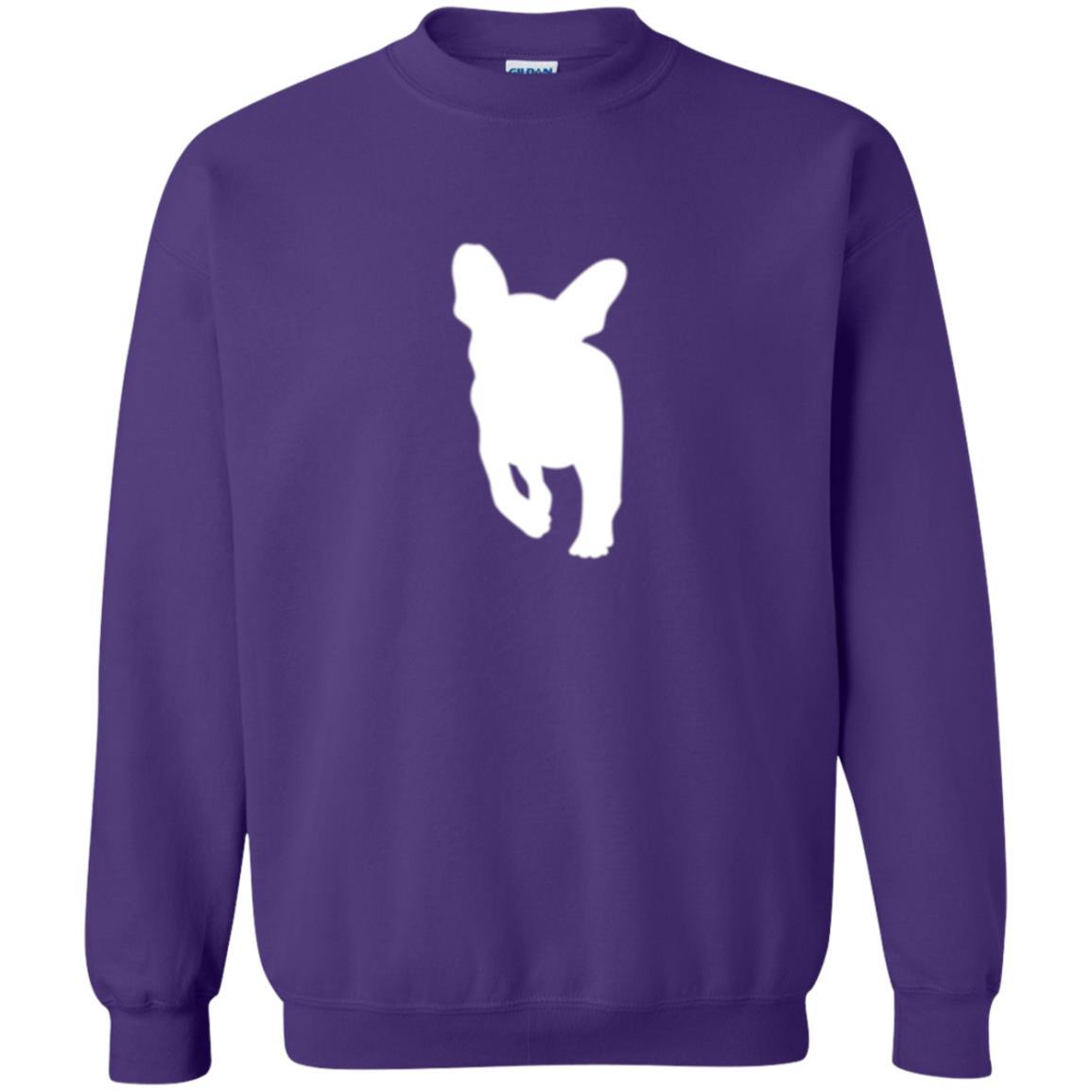 French Bulldog T-shirt White Silhouette Of Puppy Purple