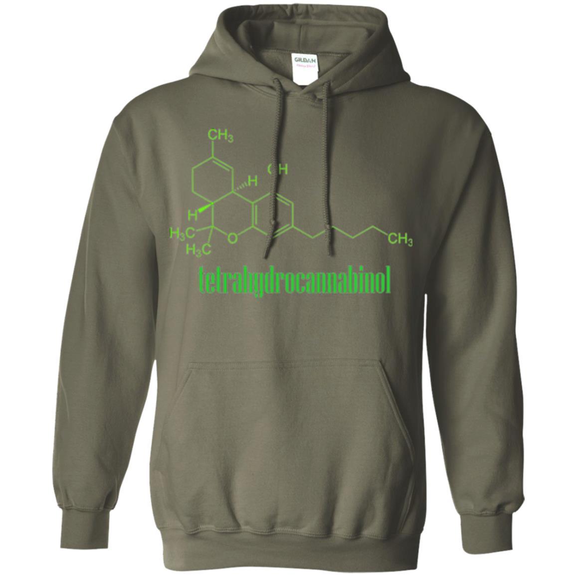 Canabis Molecule T-shirt Tetrahydrocannabinol Thc Military Green