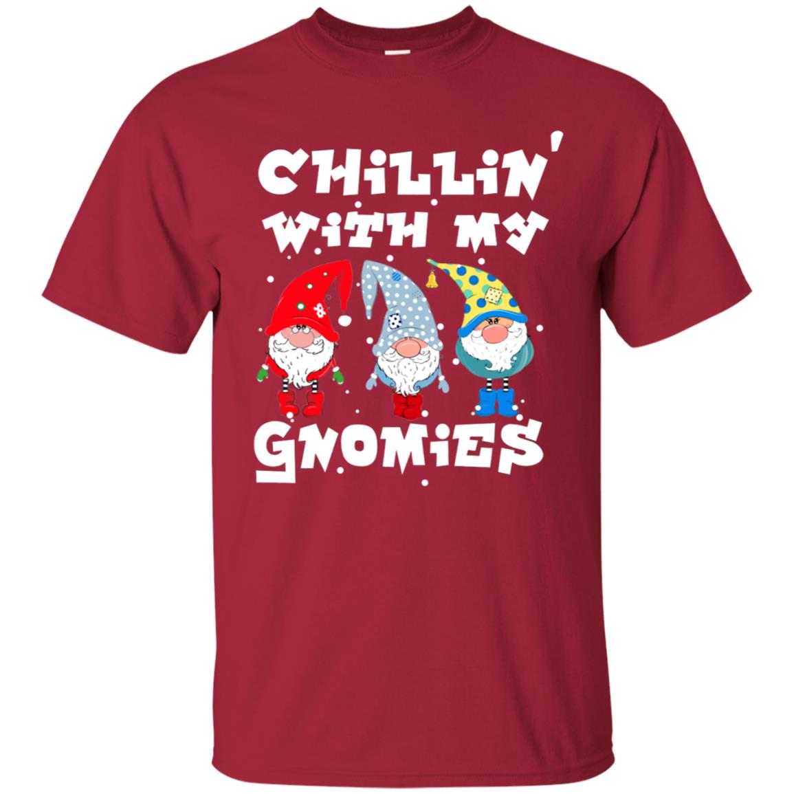 Chillin' With My Gnomies X-mas Gift Shirt For Mens Womens Kids Cardinal