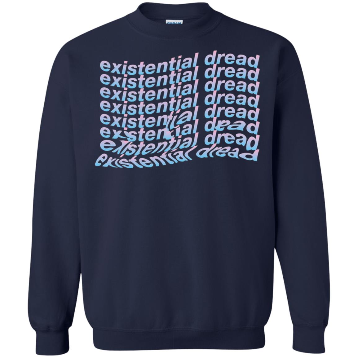 Existential Dread Waves Melting Distortion Aesthetic T-shirt Navy