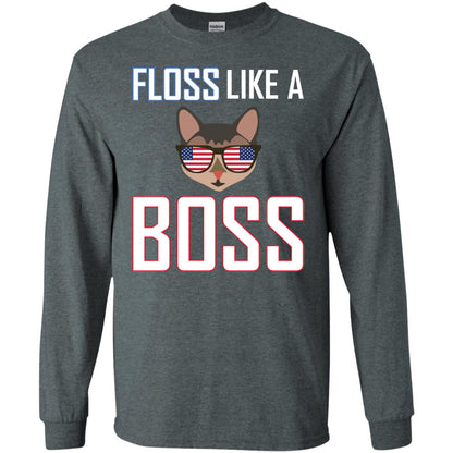 Floss Like A Boss Cat Shirt Dark Heather