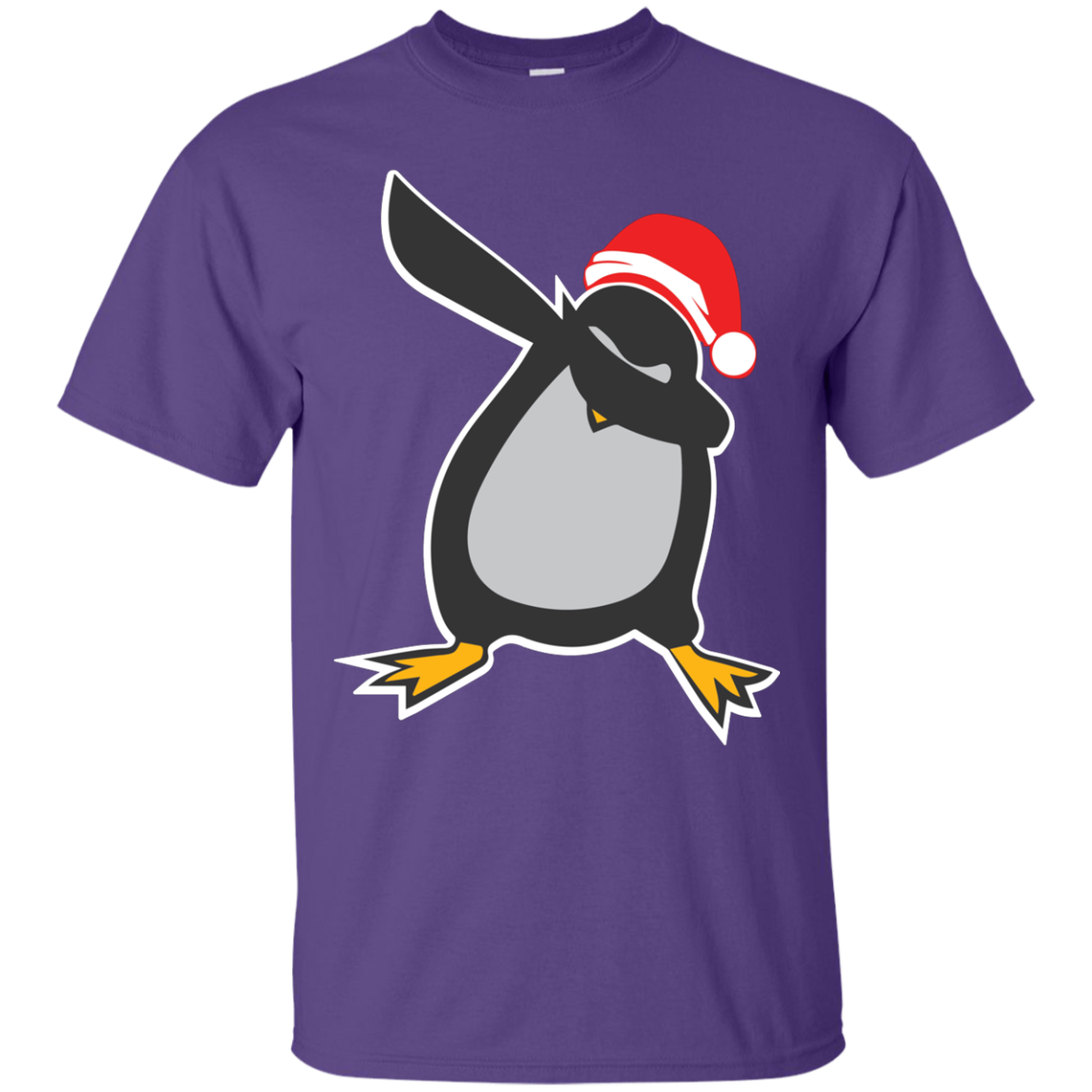 Christmas T-Shirt Dabbing Penguin Purple