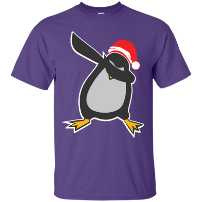 Christmas T-Shirt Dabbing Penguin Purple