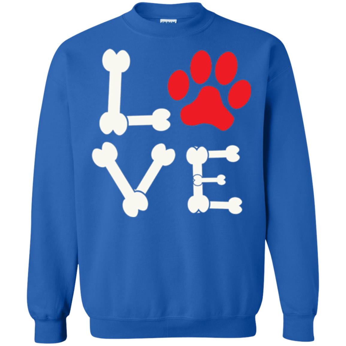 Love My Dog Red Pawprint Dog Bones T-shirt Royal