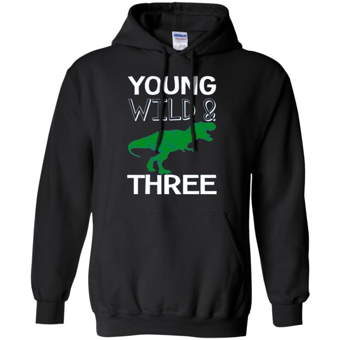 Dinosaur T-shirt Young Wild And Three Black