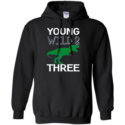 Dinosaur T-shirt Young Wild And Three Black