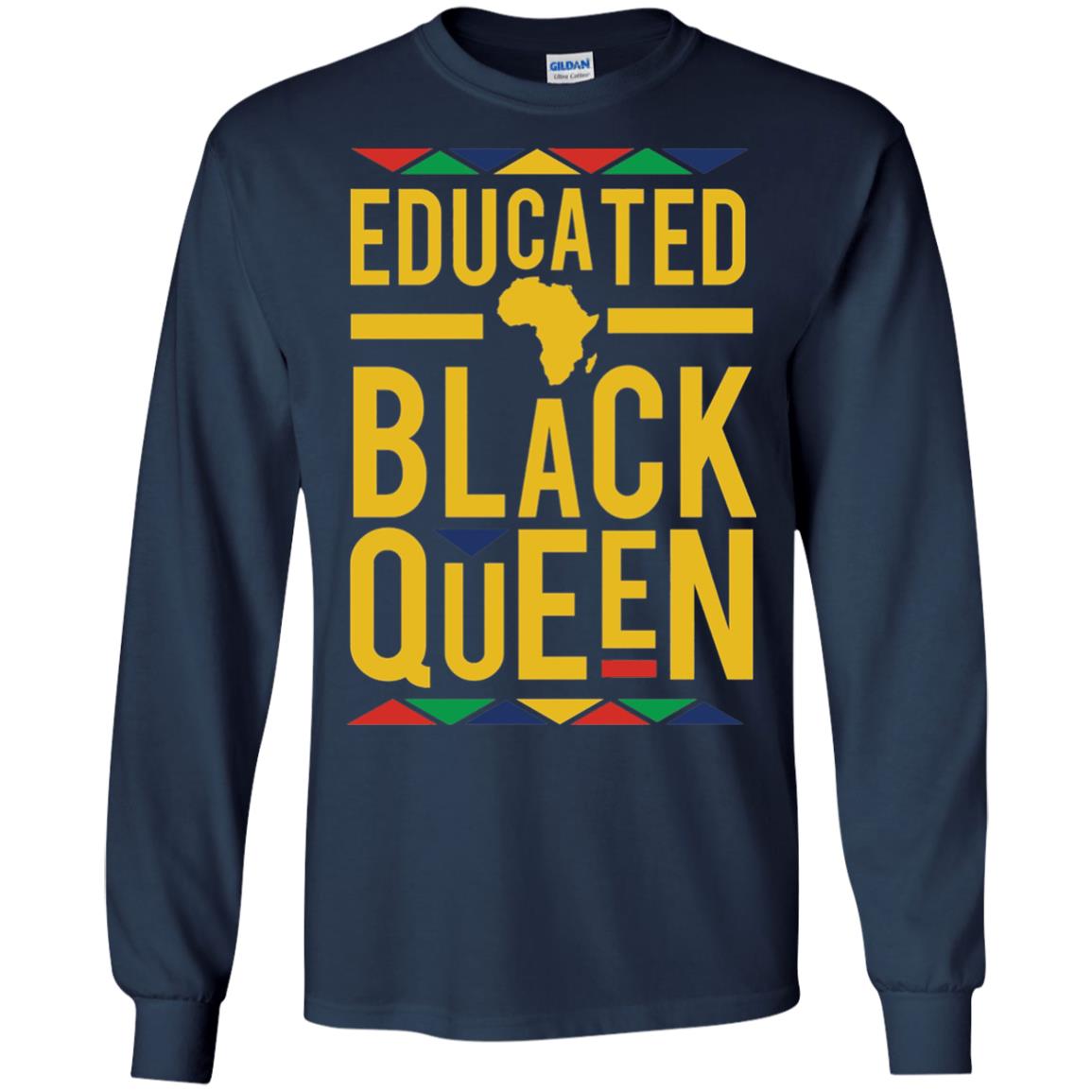 African Dna Pride T-shirt Dashiki Educated Black Queen Navy