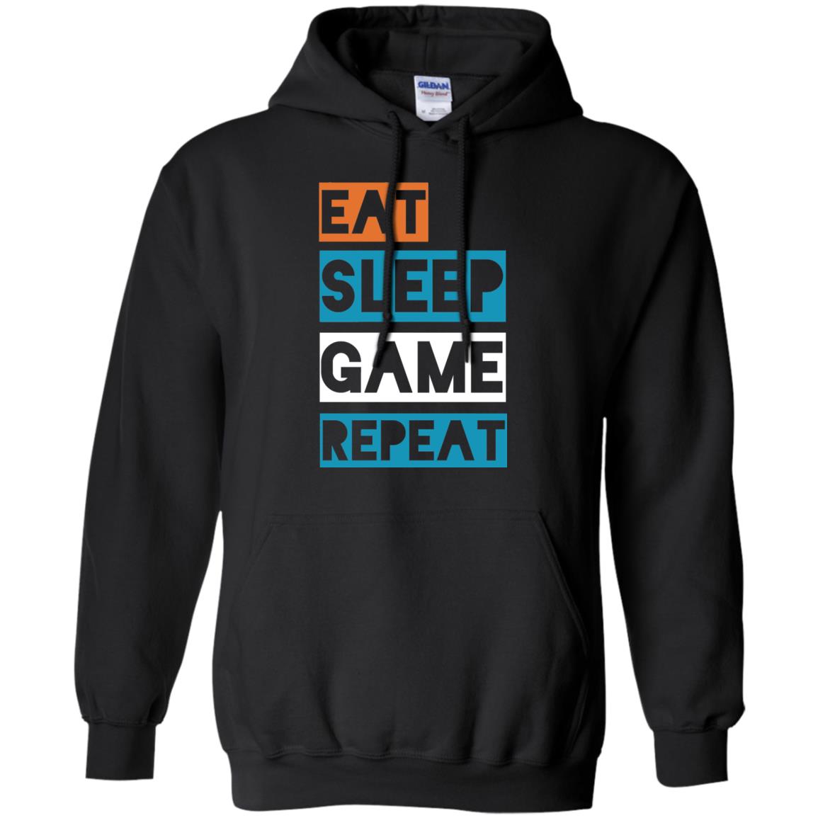 Eat Sleep Game Repeat Video Gamer Player T-shirt Black
