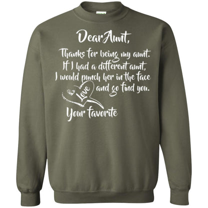 Family T-shirt Dear Aunt Thanks For Being My Aunt Military Green