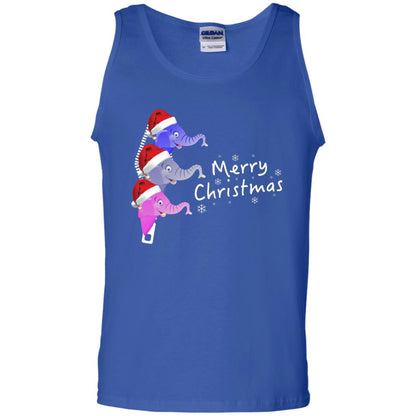 Merry Christmas Elephant With Santa Hat In Pocket Zip X-mas Gift Shirt Royal