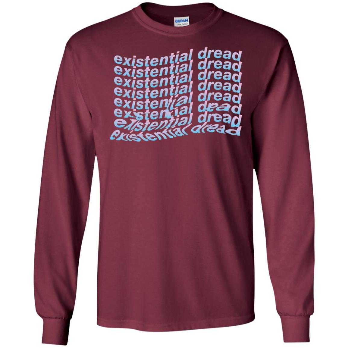 Existential Dread Waves Melting Distortion Aesthetic T-shirt Maroon