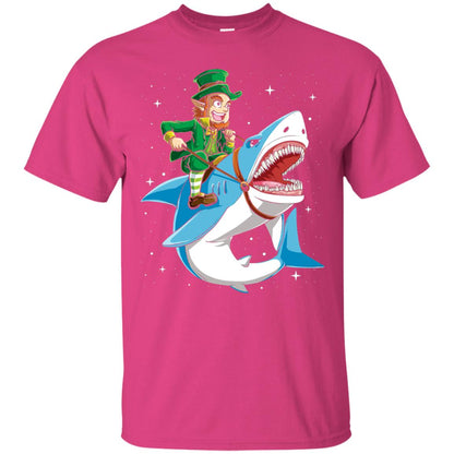 Leprechaun Riding Shark St Patricks Day T-shirt Heliconia