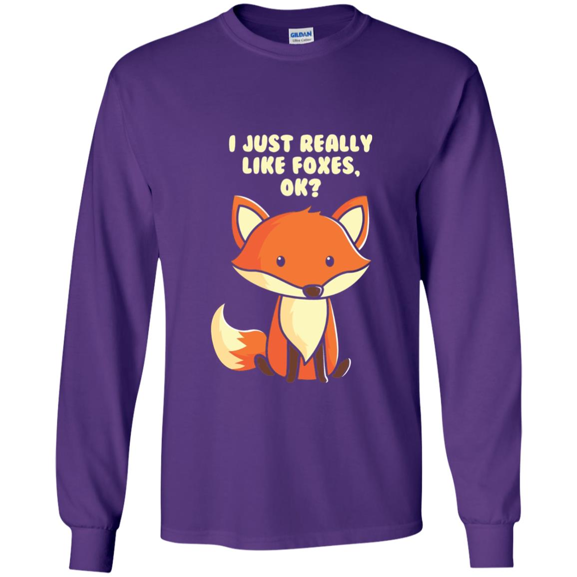 Funny Fox T-shirt I Just Really Like Foxes Ok Purple