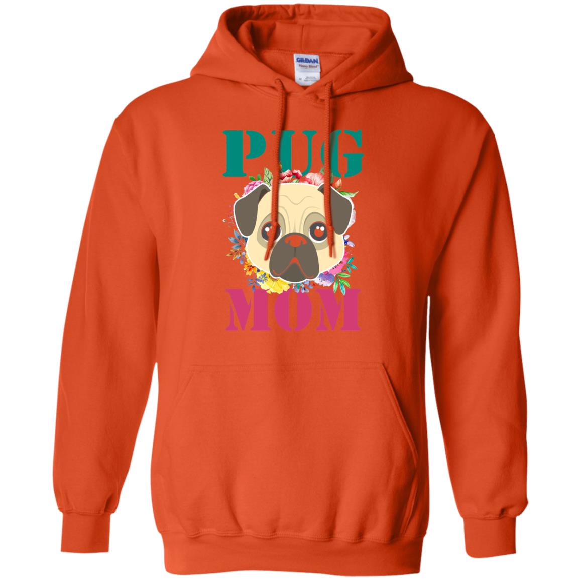 Floral Pug Mom T-shirt Puppy Pet Lover Orange