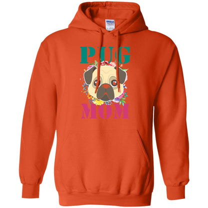 Floral Pug Mom T-shirt Puppy Pet Lover Orange
